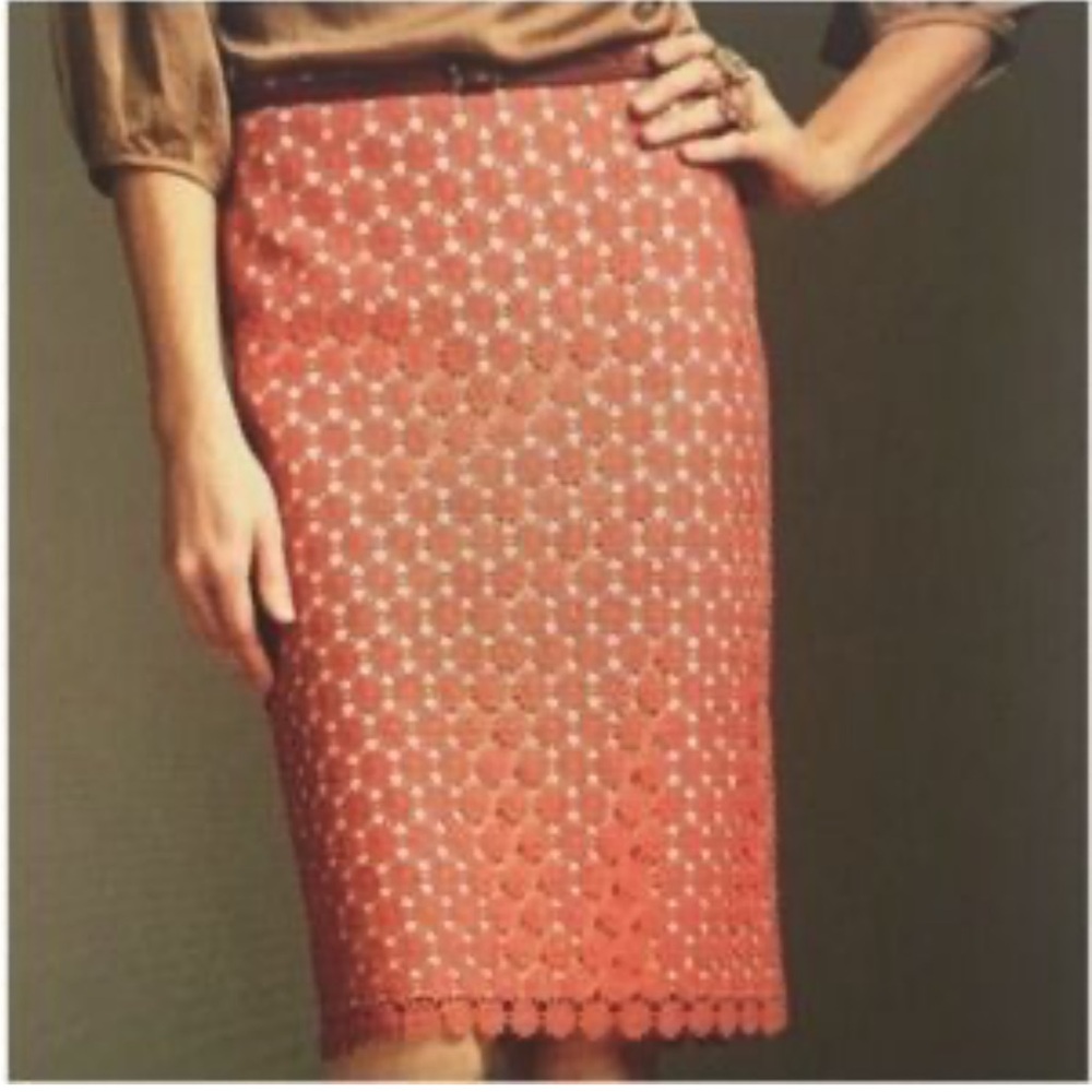 Talbots Coral Eyelet Pencil Skirt